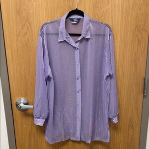 Lenox Square Lilac Sheer Button-Up Blouse